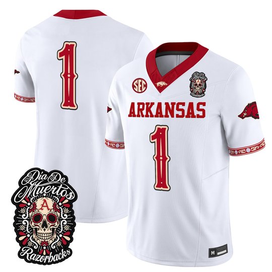 Men's Arkansas Razorbacks Día de los Muertos Vapor Limited Jersey - All Stitched