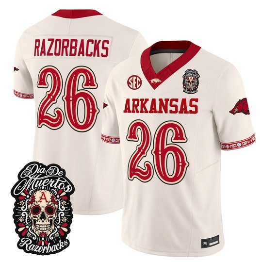 Men's Arkansas Razorbacks Día de los Muertos Vapor Limited Jersey - All Stitched