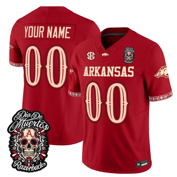 Arkansas Razorbacks Día de los Muertos Vapor Limited Custom Jersey - All Stitched