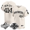 Men's Milwaukee Brewers 2026 World Series Vapor Premier Limited Jersey - Old English Edition - All Stitched