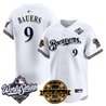 Men's Milwaukee Brewers Throwback Vapor Premier Limited Jersey - 2026 World Series & Bob Uecker Patch - All Stitched