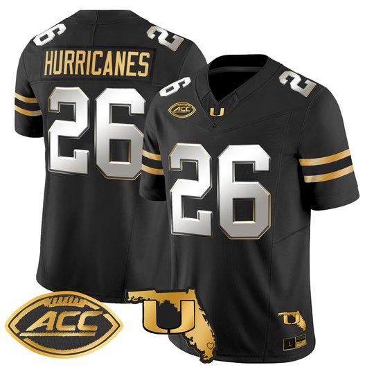 Men's Miami Hurricanes 2026 Florida Patch Gold Vapor Limited Jersey - All Stitched