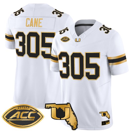 Men's Miami Hurricanes 2026 Florida Patch Gold Vapor Limited Jersey - All Stitched