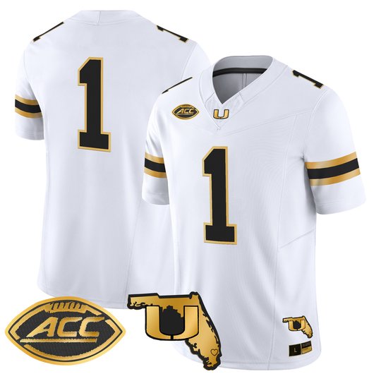 Men's Miami Hurricanes 2026 Florida Patch Gold Vapor Limited Jersey - All Stitched