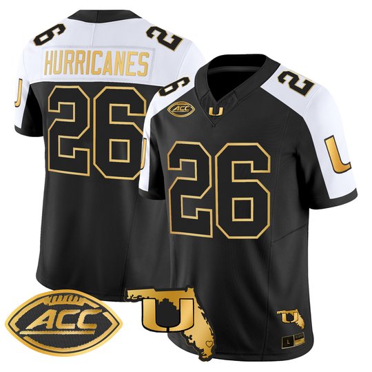 Men's Miami Hurricanes 2026 Florida Patch Gold Vapor Limited Jersey - All Stitched