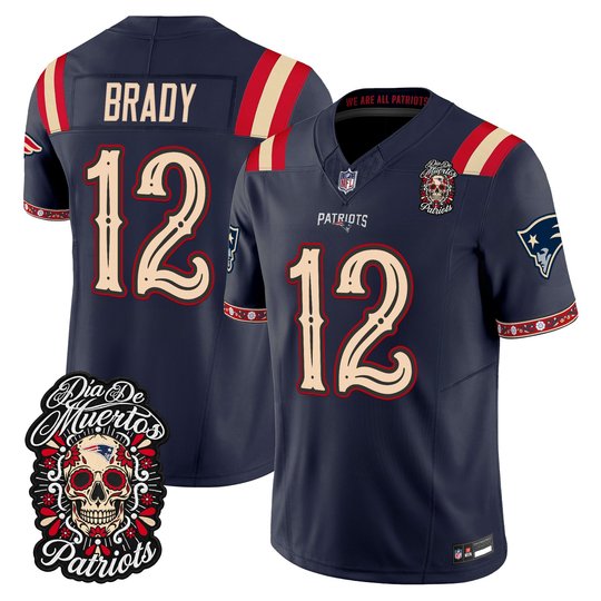 Men's New England Patriots Día de los Muertos Vapor Limited Jersey - All Stitched