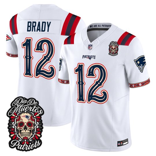 Men's New England Patriots Día de los Muertos Vapor Limited Jersey - All Stitched