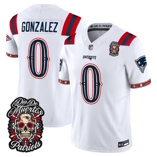Men's New England Patriots Día de los Muertos Vapor Limited Jersey - All Stitched