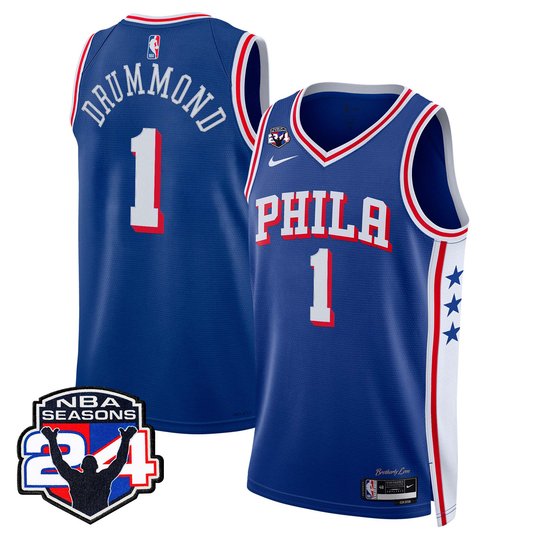 Men's Philadelphia 76ers Swingman Jersey - 24th Season Patch - All Stitched