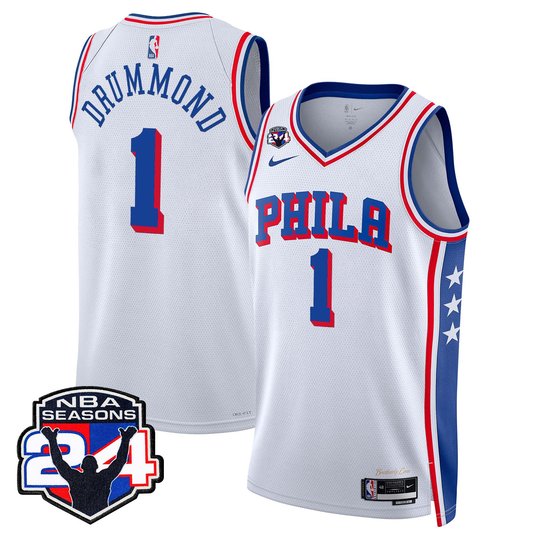 Men's Philadelphia 76ers Swingman Jersey - 24th Season Patch - All Stitched