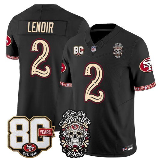 Men's San Francisco 49ers Día de los Muertos Vapor Limited Jersey - 80th Anniversary Patch - All Stitched