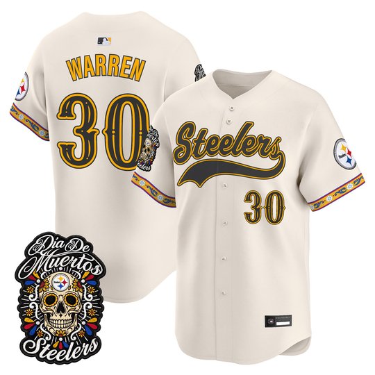Men's Pittsburgh Steelers Día de los Muertos Vapor Limited Baseball Jersey - All Stitched