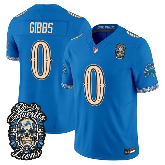 Men's Detroit Lions Día de los Muertos Vapor Limited Jersey - All Stitched