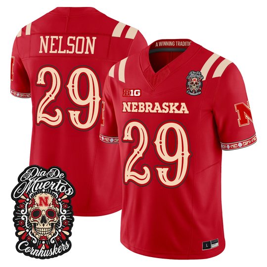 Men's Nebraska Cornhuskers Día de los Muertos Vapor Limited Jersey - All Stitched