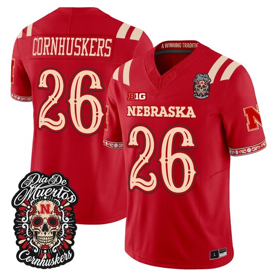 Men's Nebraska Cornhuskers Día de los Muertos Vapor Limited Jersey - All Stitched