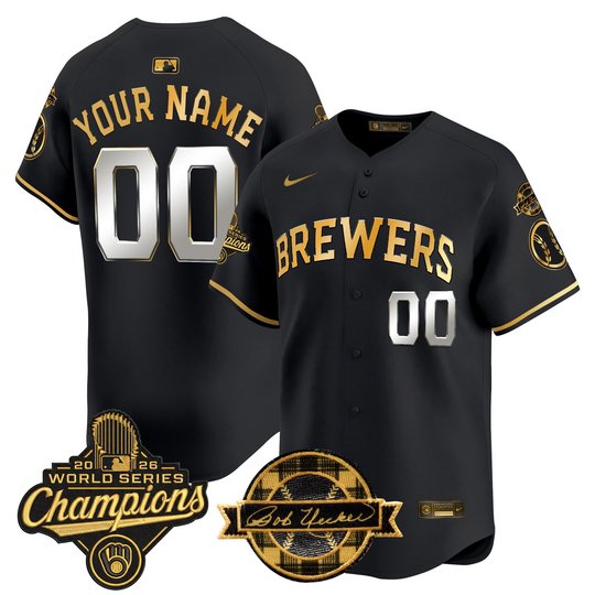 Milwaukee Brewers 2026 World Series Champions Vapor Premier Limited Custom Jersey - Bob Uecker Patch - All Stitched