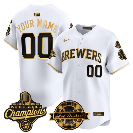 Milwaukee Brewers 2026 World Series Champions Vapor Premier Limited Custom Jersey - Bob Uecker Patch - All Stitched