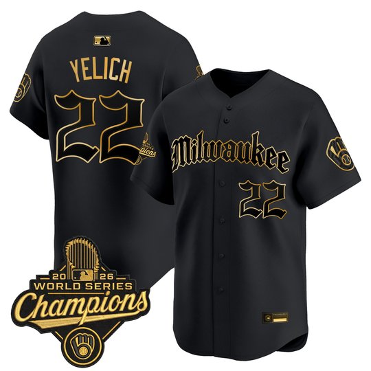 Men's Milwaukee Brewers 2026 World Series Champions Vapor Premier Limited Jersey - Gothic Edition - All Stitched