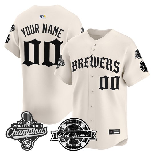 Milwaukee Brewers 2026 World Series Champions Vapor Premier Limited Custom Jersey - Old English Edition - All Stitched