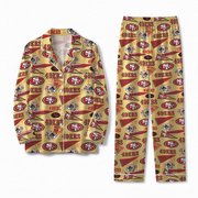 San Francisco 49ers Long Sleeve Satin Pajama Set V3