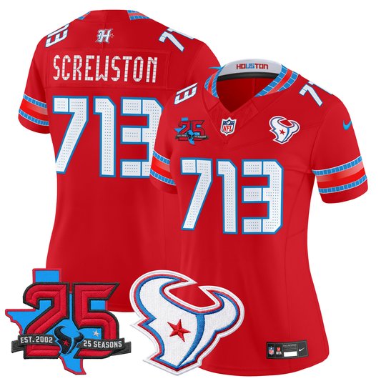Women's Houston Texans 2026 "Rivalries" Vapor Limited Jersey - 25th Year Anniversary Patch - All Stitched