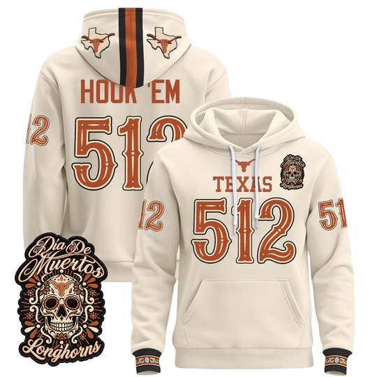 Men's Texas Longhorns Día de los Muertos Premium Pullover Hoodie - All Stitched