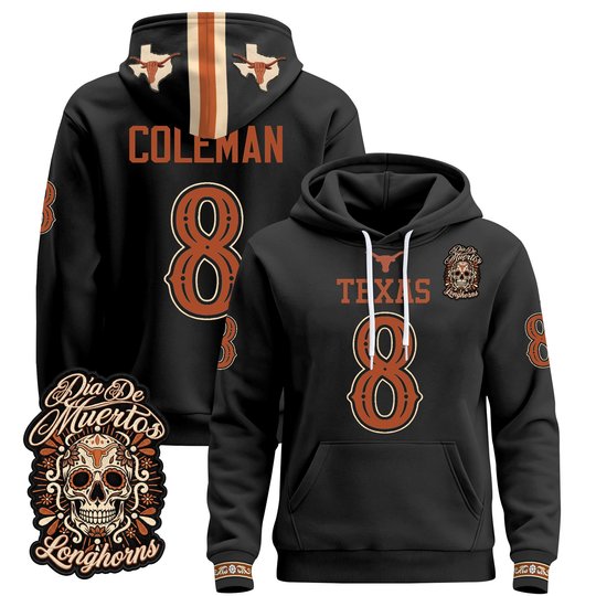 Men's Texas Longhorns Día de los Muertos Premium Pullover Hoodie - All Stitched