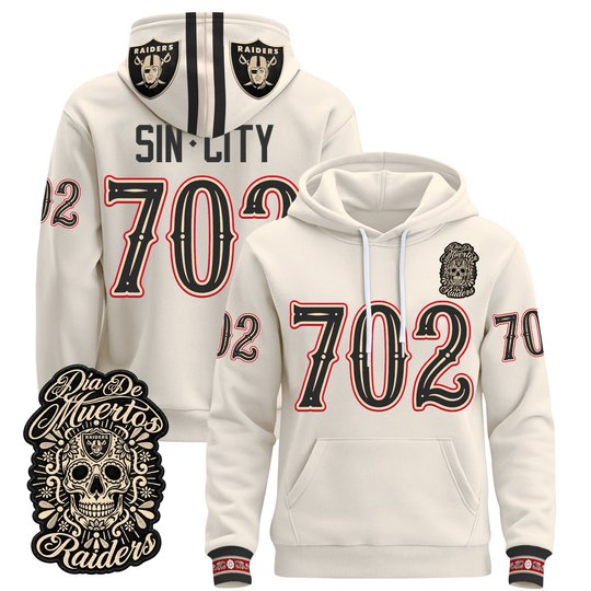 Men's Las Vegas Raiders Día de los Muertos Premium Pullover Hoodie - All Stitched
