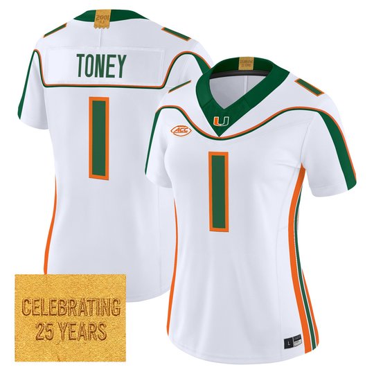 Women's Miami Hurricanes 2001 Throwback Vapor Limited Jersey - All Stitched