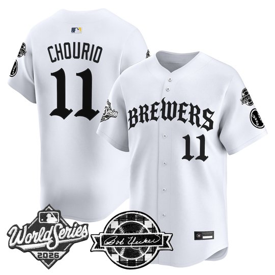 Men's Milwaukee Brewers 2026 World Series Vapor Premier Limited Jersey - Old English Edition - All Stitched