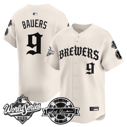 Men's Milwaukee Brewers 2026 World Series Vapor Premier Limited Jersey - Old English Edition - All Stitched