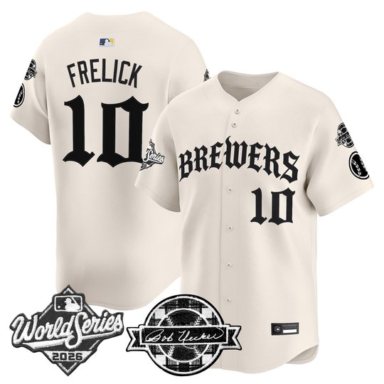 Men's Milwaukee Brewers 2026 World Series Vapor Premier Limited Jersey - Old English Edition - All Stitched