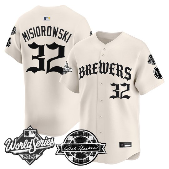 Men's Milwaukee Brewers 2026 World Series Vapor Premier Limited Jersey - Old English Edition - All Stitched