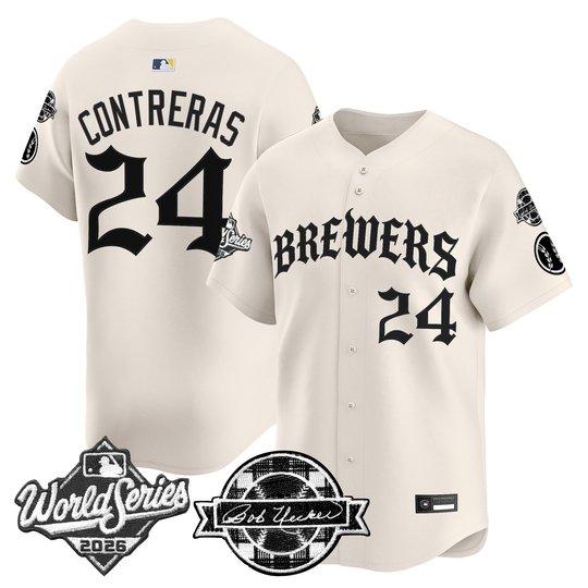Men's Milwaukee Brewers 2026 World Series Vapor Premier Limited Jersey - Old English Edition - All Stitched