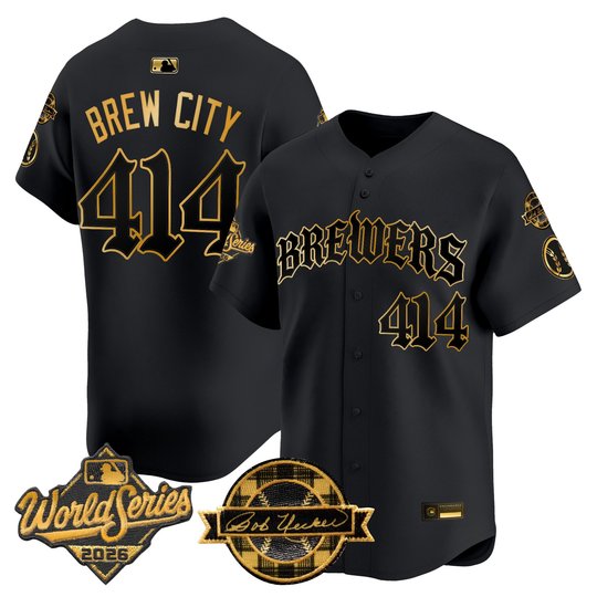 Men's Milwaukee Brewers 2026 World Series Vapor Premier Limited Jersey - Old English Edition - All Stitched