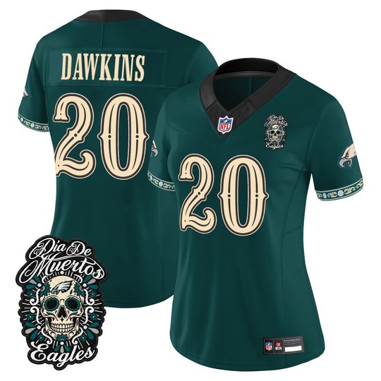 Women's Philadelphia Eagles Día de los Muertos Vapor Limited Jersey - All Stitched