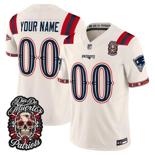New England Patriots Día de los Muertos Vapor Limited Custom Jersey - All Stitched