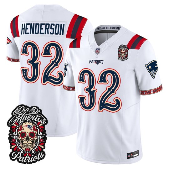 Men's New England Patriots Día de los Muertos Vapor Limited Jersey - All Stitched