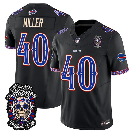 Men's Buffalo Bills Día de los Muertos Vapor Limited Jersey - All Stitched