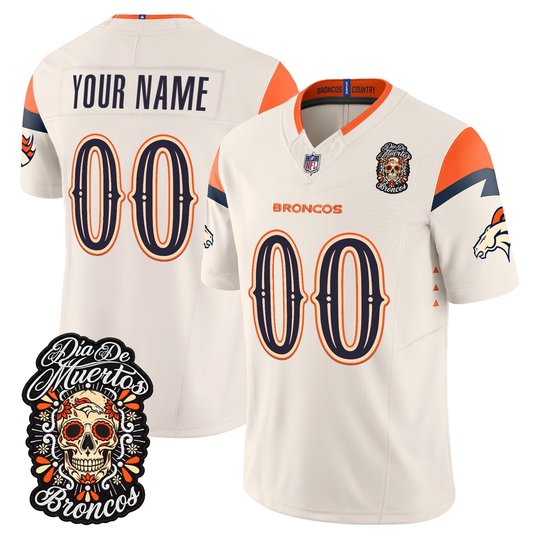 Denver Broncos Día de los Muertos Vapor Limited Custom Jersey - All Stitched