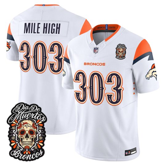 Men's Denver Broncos Día de los Muertos Vapor Limited Jersey - All Stitched