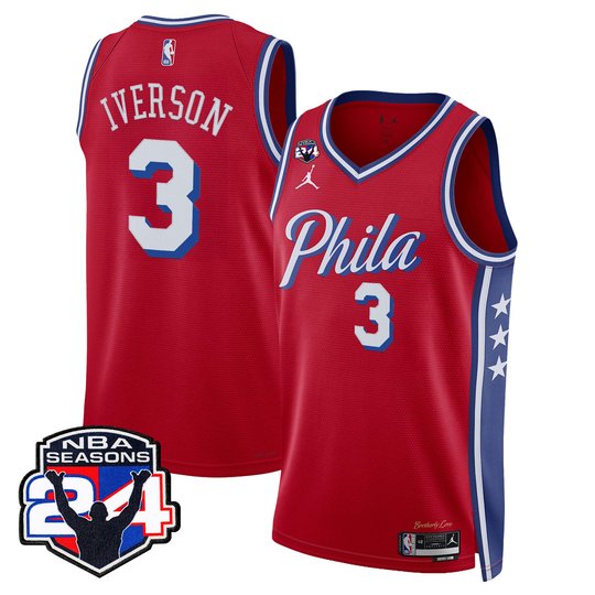 Men's Philadelphia 76ers Swingman Jersey - 24th Season Patch - All Stitched