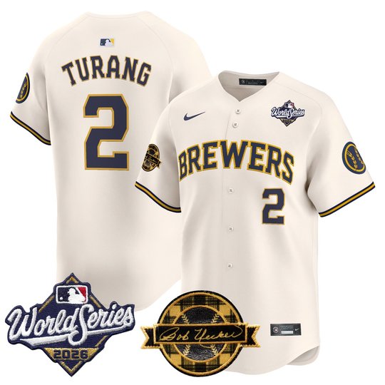 Men's Milwaukee Brewers 2026 World Series Vapor Premier Limited Jersey V2 - Bob Uecker Patch - All Stitched