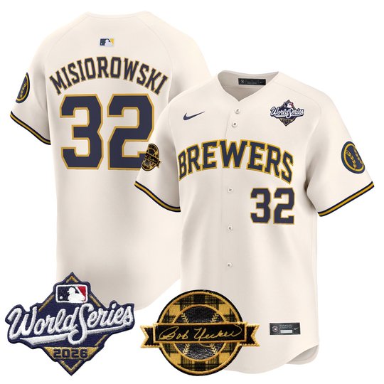 Men's Milwaukee Brewers 2026 World Series Vapor Premier Limited Jersey V2 - Bob Uecker Patch - All Stitched
