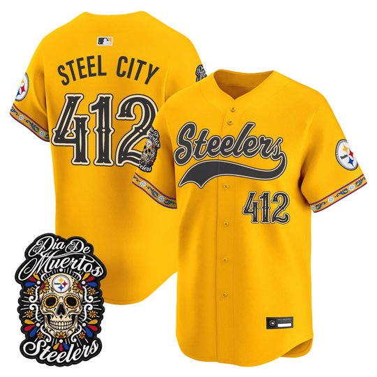 Men's Pittsburgh Steelers Día de los Muertos Vapor Limited Baseball Jersey - All Stitched