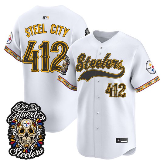 Men's Pittsburgh Steelers Día de los Muertos Vapor Limited Baseball Jersey - All Stitched