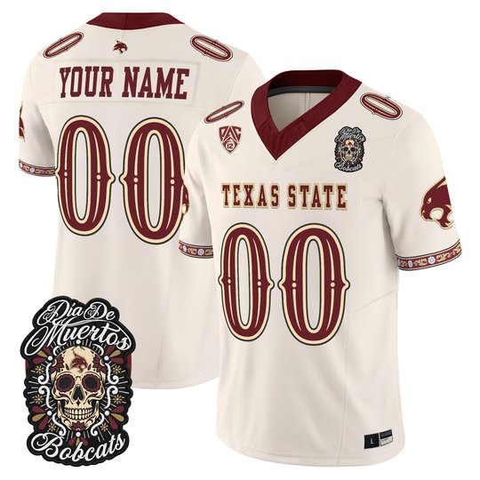 Texas State Bobcats Día de los Muertos Vapor Limited Custom Jersey - All Stitched