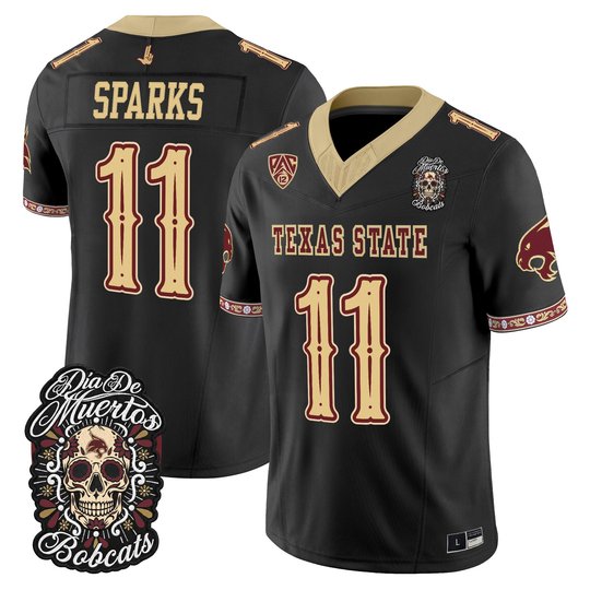 Men's Texas State Bobcats Día de los Muertos Vapor Limited Jersey - All Stitched