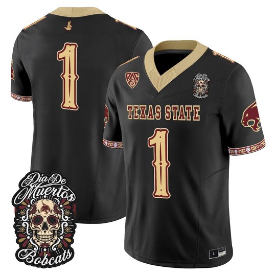 Men's Texas State Bobcats Día de los Muertos Vapor Limited Jersey - All Stitched