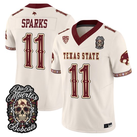 Men's Texas State Bobcats Día de los Muertos Vapor Limited Jersey - All Stitched